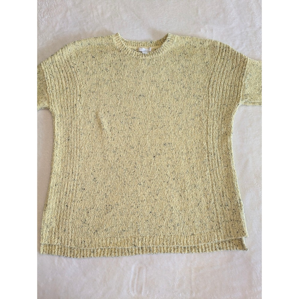 J. Jill Speckled Knit Sweater XS Yellow Short Sleeve Cotton Nylon Blend - Picture 7 of 7